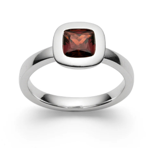 bastian inverun Silber Ring Granat Princess Cut